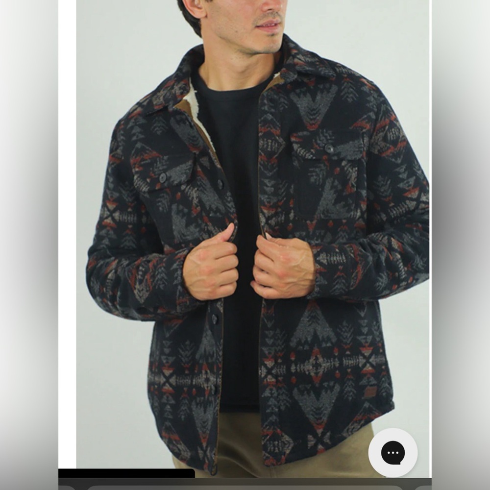 Jachs Men’s Multi Aztec Sherpa Lined Wool Blend  Winter Jacket Shacket New - Picture 3 of 15